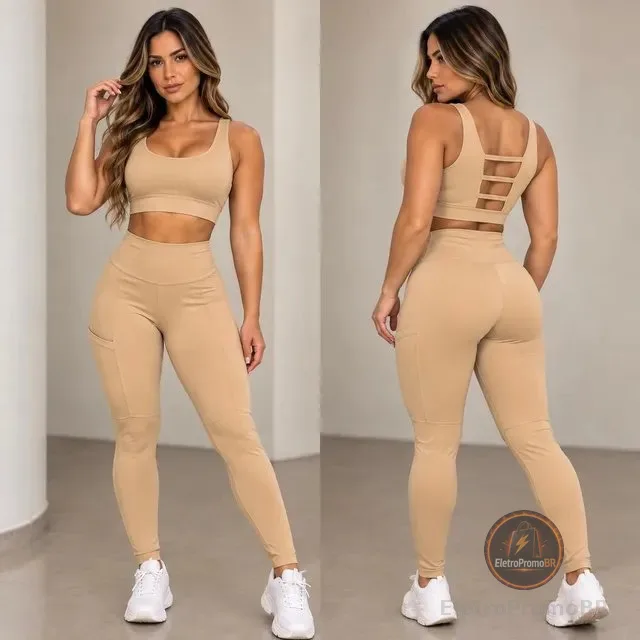 Conjunto Calça Legging E Top Fitness Sem Transparência