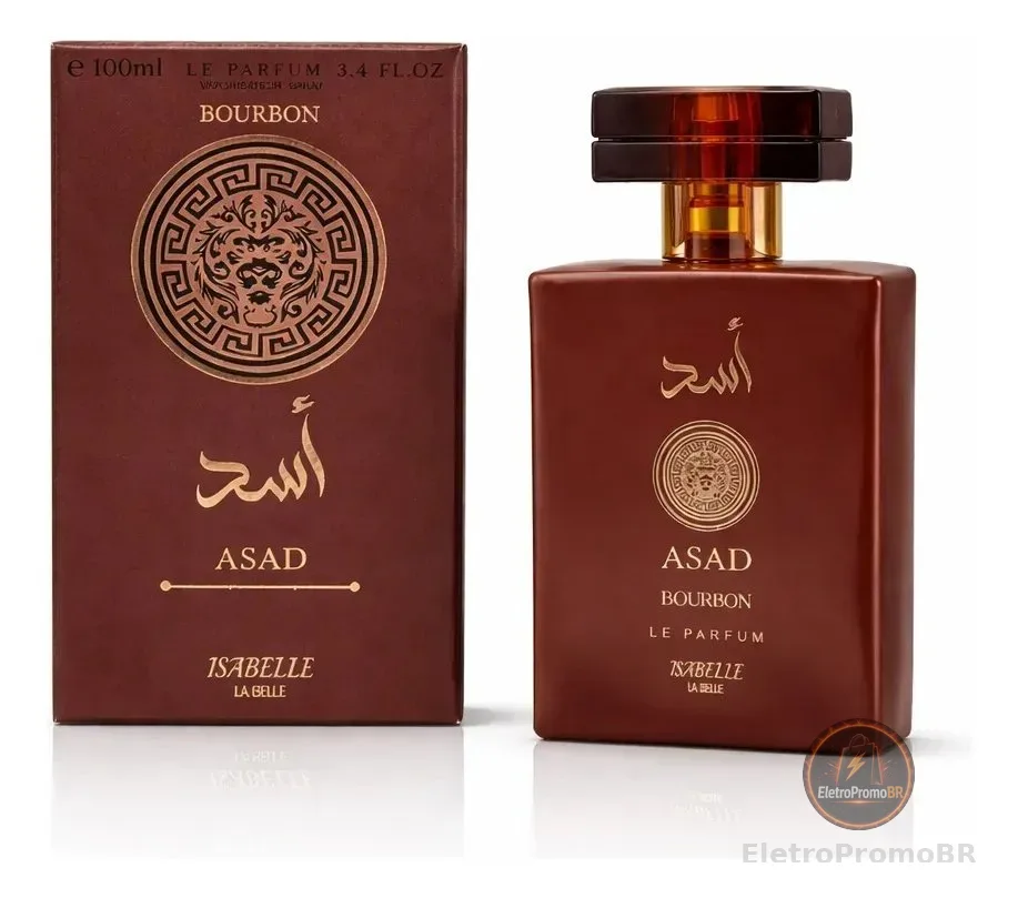 Perfume Arábe Asad Bourbon 100ml - Marca Isabelle La Belle | Fixação Intensa, Notas Amadeiradas Marcantes E Elegância Masculina