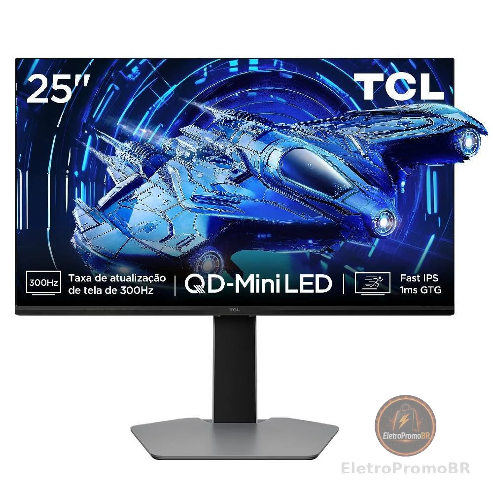 Monitor Gamer TCL 25 Polegadas QD-Mini LED Full HD G64 300Hz 1ms (GtG) Freesync HDR 600 nits 25G64
