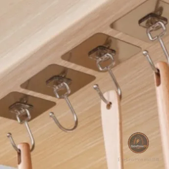 KIT 5 Gancho Adesivo Suporta 10 KG Parede Multifuncional Autocolante Casa Cozinha Quarto Banheiro Organizado 1 Peça