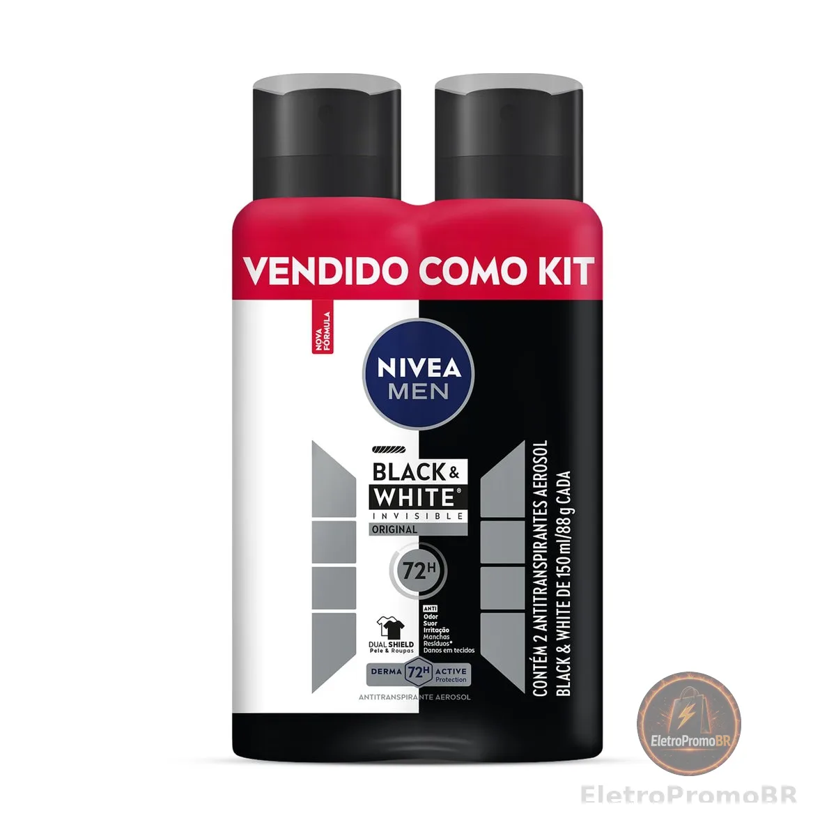 Kit NIVEA Desodorante Aerosol Men Black&White Invisible - 2 unidades