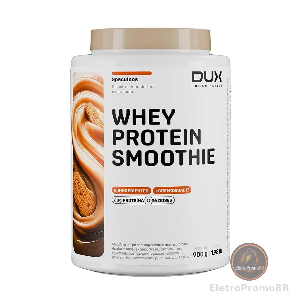 Whey Protein Smoothie DUX 900g Speculoos – Suplemento Proteico com 20g de Proteína por Dose, Textura Cremosa