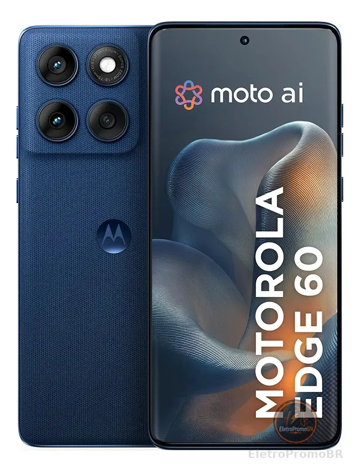 Smartphone Motorola Edge 60 5g - 512gb 12gb Ram+12gb Ram Boost, Tela Quad-curve Moto Ai 50mp Sony Camera Ultrarresistencia Militar Ip68 + Ip69 - Azul Marinho