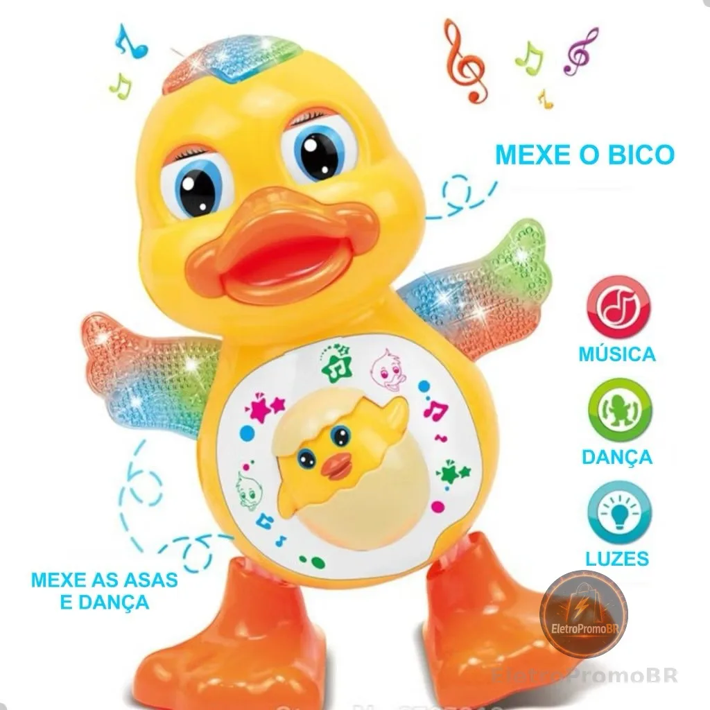 Brinquedo Pato Patinho Dançante Musical Dança, Anda, Mexe, com Luz E Som