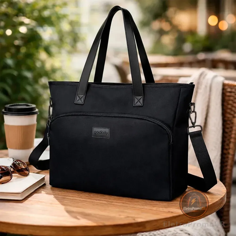 Bolsa Tote Loop Godaily Leve Moderna Feminina Cor Preto