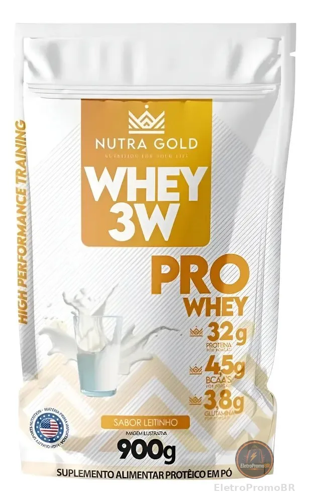 Proteína NutraGold nutra gols whey 3w pro em pó sabor Leitezinho x 900g