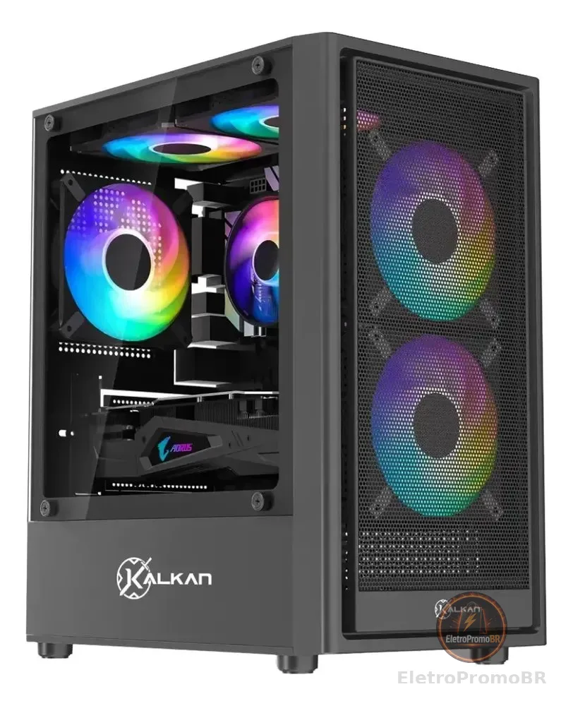 Gabinete Gamer Kalkan Vesir Flow S/fan S/fonte Micro-atx Preto