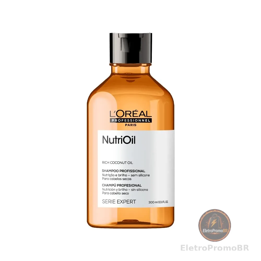 L'Oréal Professionnel NutriOil Shampoo de Nutrição Intensa com Óleo de Coco – Para Cabelos Secos, Limpeza Suave e Maciez, 300 ml