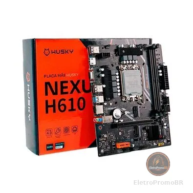 Placa-Mãe Husky Nexus H610, LGA 1700, 12ª/13ª Gen, M.2 NVMe/SATA, DDR4 3200MHz, Micro-ATX, HDMI/VGA - HPM610