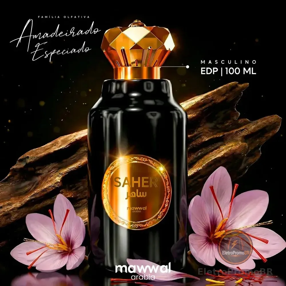 Perfume Mawwal Arabia Fantasy Saher 100ml Amadeirado, Especiados