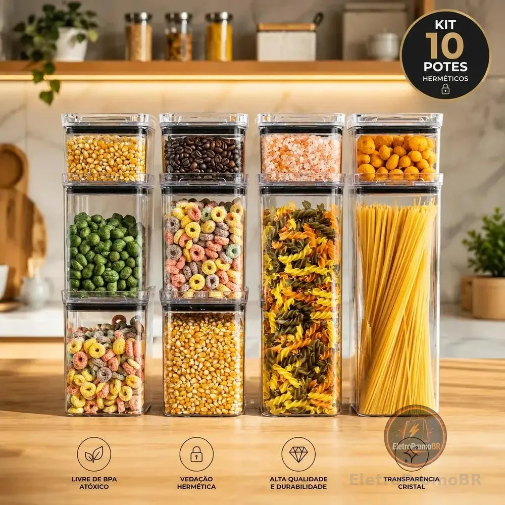 Kit 10 Porta Mantimentos Hermetico, Pote Para Alimentos