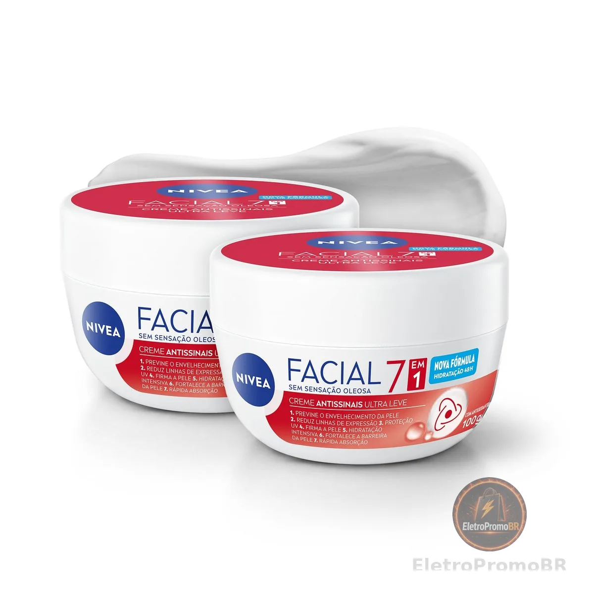 NIVEA KIT Creme Facial Antissinais Ultraleve 7 em 1 100g - 2 Unidades