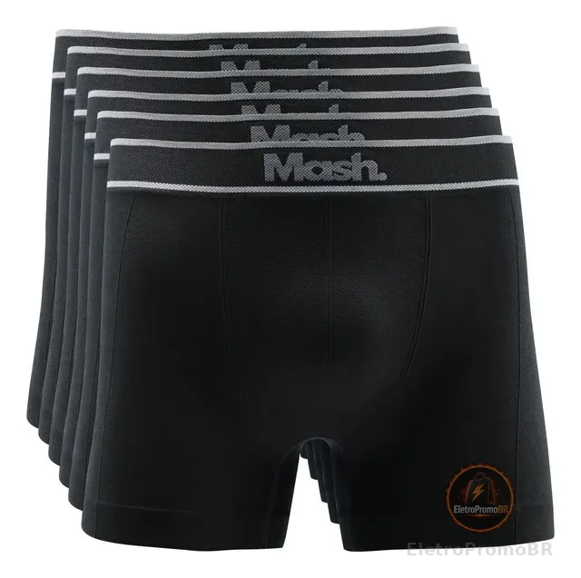 Kit 6 Cuecas Boxer Mash Poliamida Toque Gelado Sem Costura
