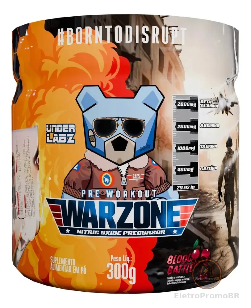 Warzone Under Labz Beta Alanina Taurina Cafeína Sabor Blood Battle 300g