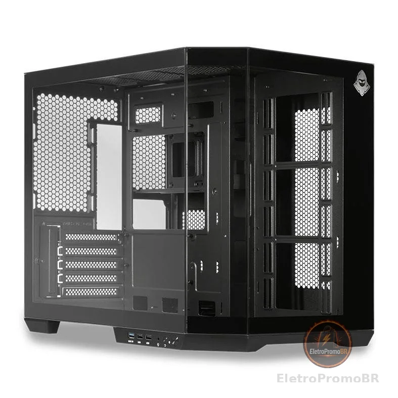 Gabinete Gamer Aquário Mancer CV700L, Mid Tower, Lateral De Vidro, Preto, MCR-CV700L-BK