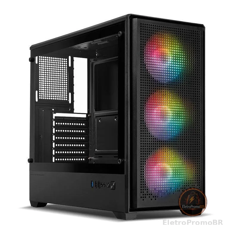 Gabinete Gamer Mancer Mugen, Full-Tower, Lateral de Vidro, Preto, MCR-MGN-BK