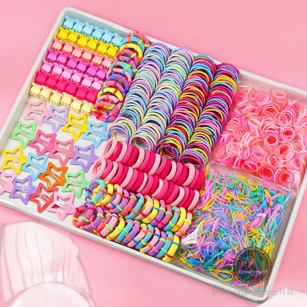Conjunto De Gravata De Cabelo Colorida De 875/534/510/50 Peças Para Meninas | Acessórios De Arco De Unicórnio E Estrela