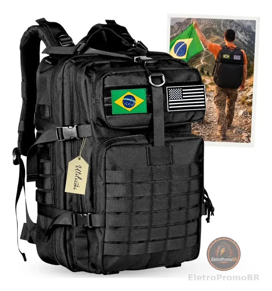Mochila Tática Militar Impermeável Reforçada Bolsa Viagem Grande Assault Resistente Airsoft Escolar Exército Utilizzei