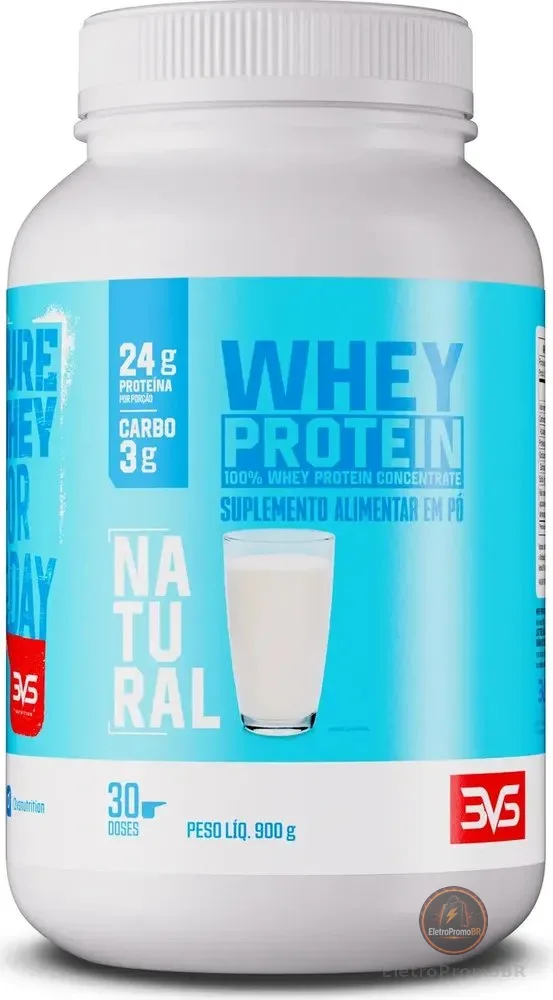 100% WHEY Protein Concentrado 900g Sabor Natural - Proteína 100% Pura - 3VS Nutrition