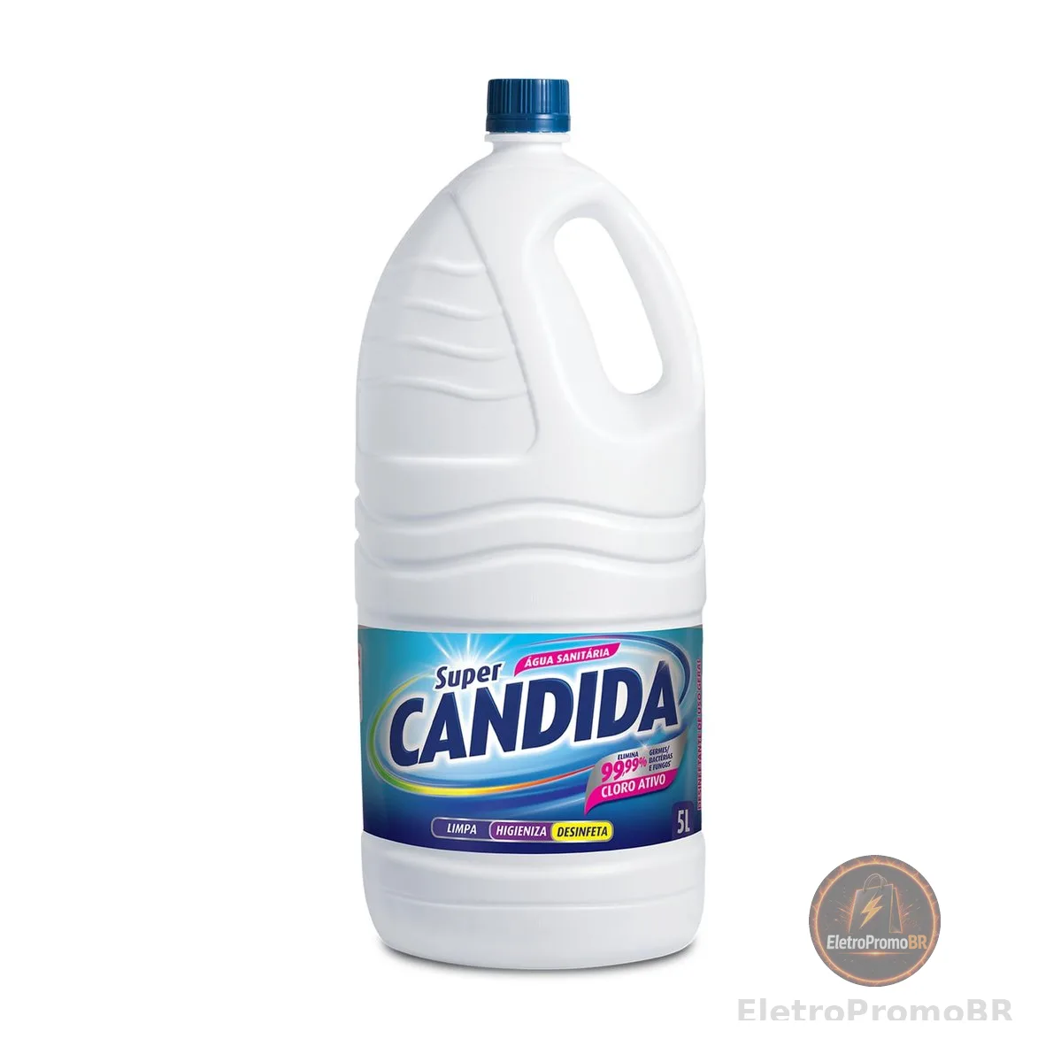 Água Sanitária Super Candida 5L - Alvejante e Desinfetante Multiuso Galão Econômico para Limpeza Pesada, Pisos e Banheiros, Branqueia Roupas e Tira Manchas