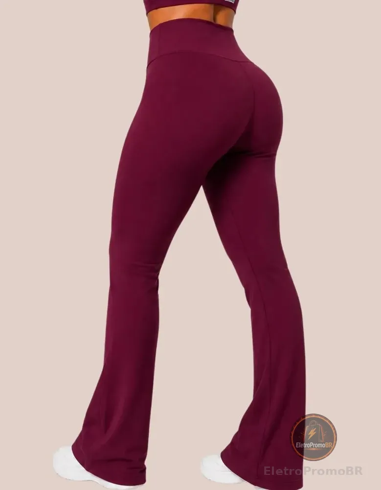 Calça Legging Flare Bailarina Cintura Alta Leg Boca De Sino Calça Açaí Liso Gg