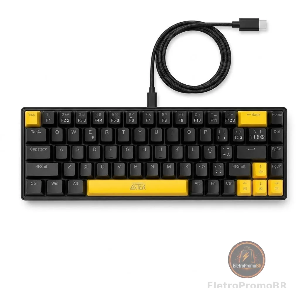 Teclado Mecânico 65% DELTAGaming 68 Teclas LED RGB Usb p/PC,Notebook, ps5
