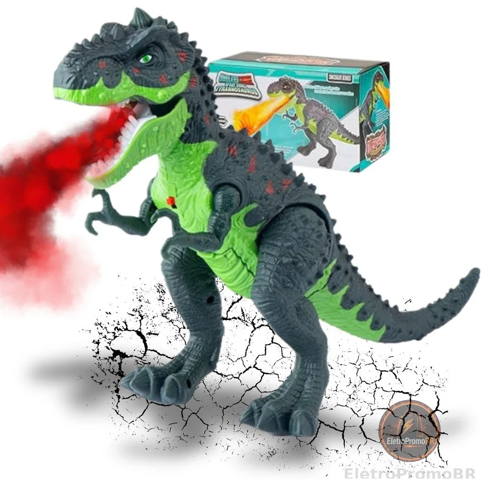 Dinossauro Rex Anda Solta Fumaça Luz E Som Brinquedo Realista Interativo Infantil Kizumba
