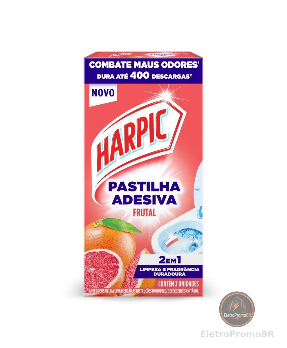 Harpic Detergente Sanitário Pastilha Adesiva Frutal 3 Unidades