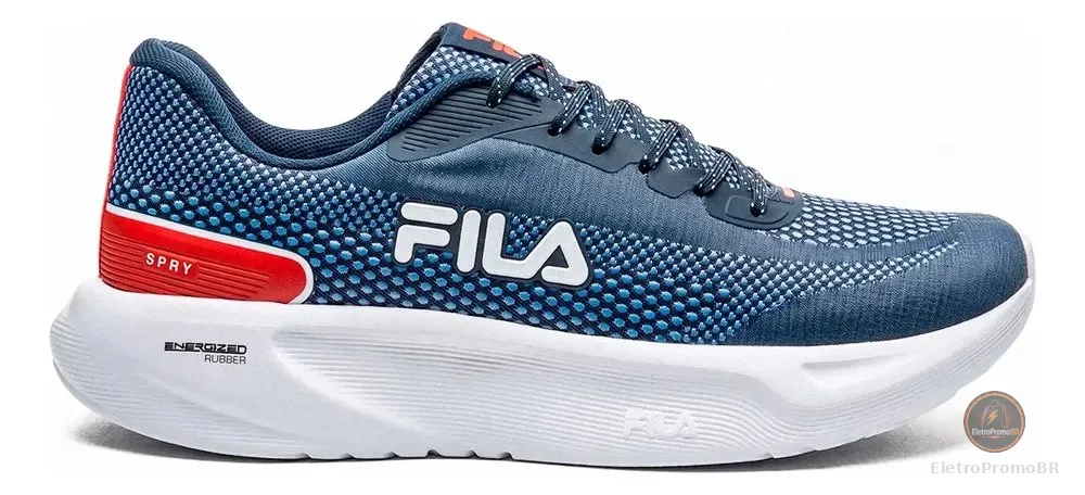 Tênis Fila Masculino Spry Esportivo Treino Corrida Academia Marinho/branco/vermelho Mesh 41