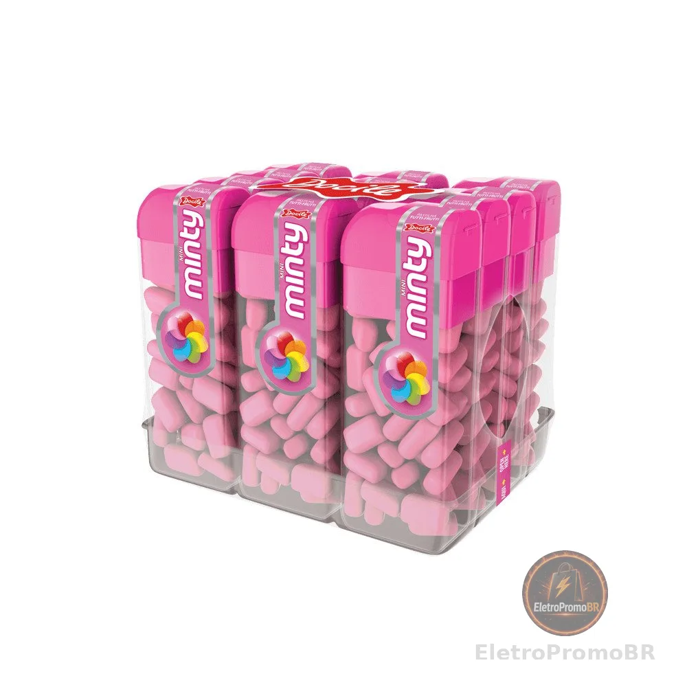 Pastilha Mini Minty Tutti-Frutti com 12 potes de 14g cada - Docile