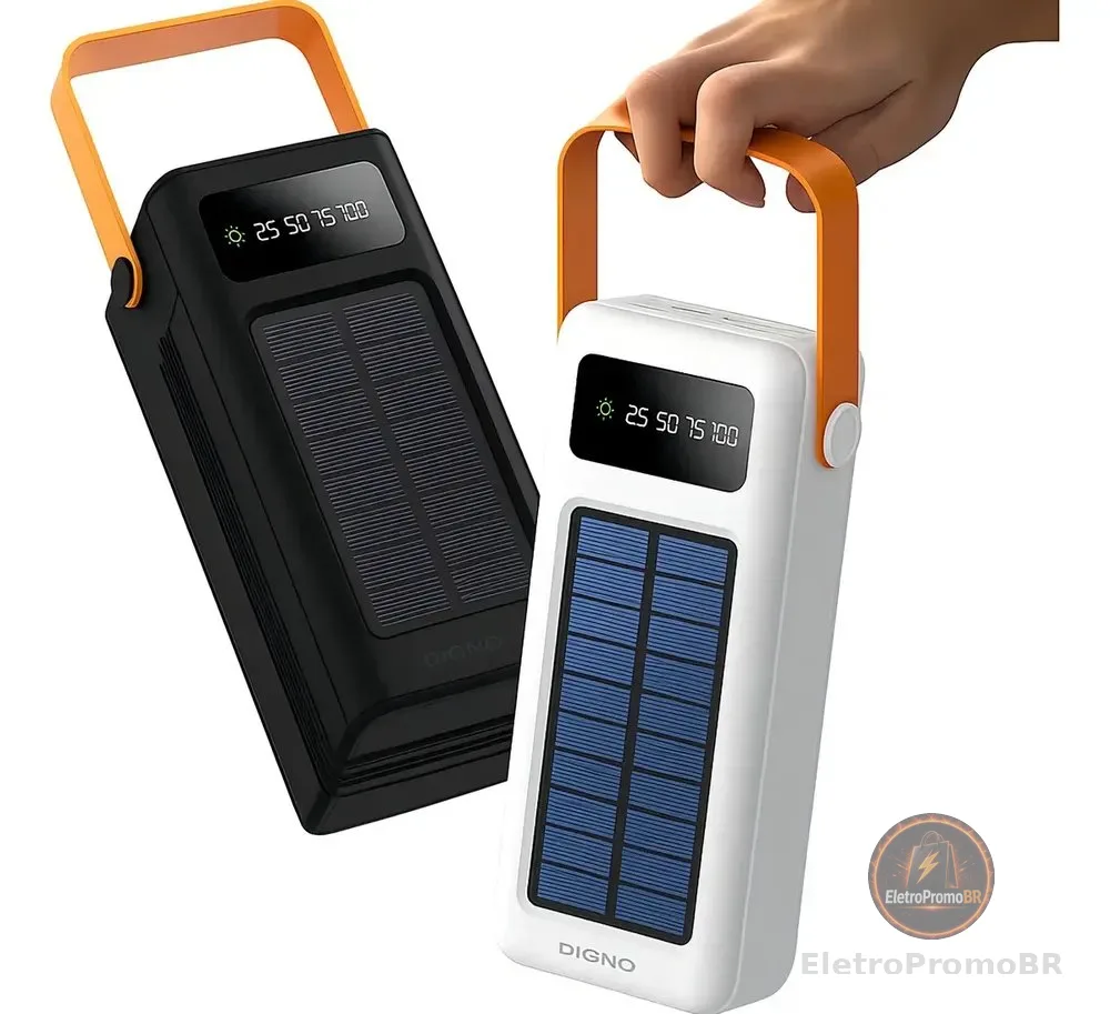 Carregador Portátil Solar 50000mAh Power Bank USB Tipo-C Preto BBMOYE