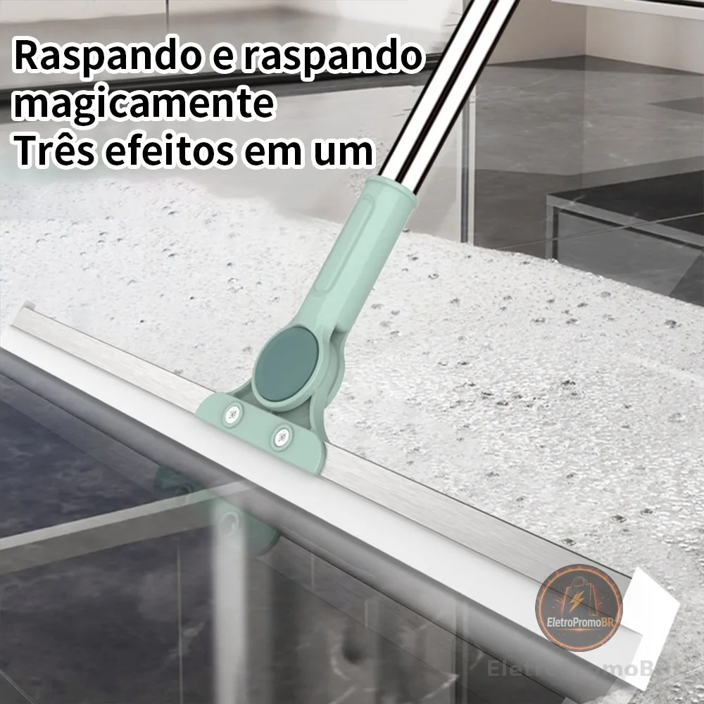 Rodo de Silicone Multiuso 2 em 1 Vassoura e Limpador de Vidros para Uso Seco e Molhado