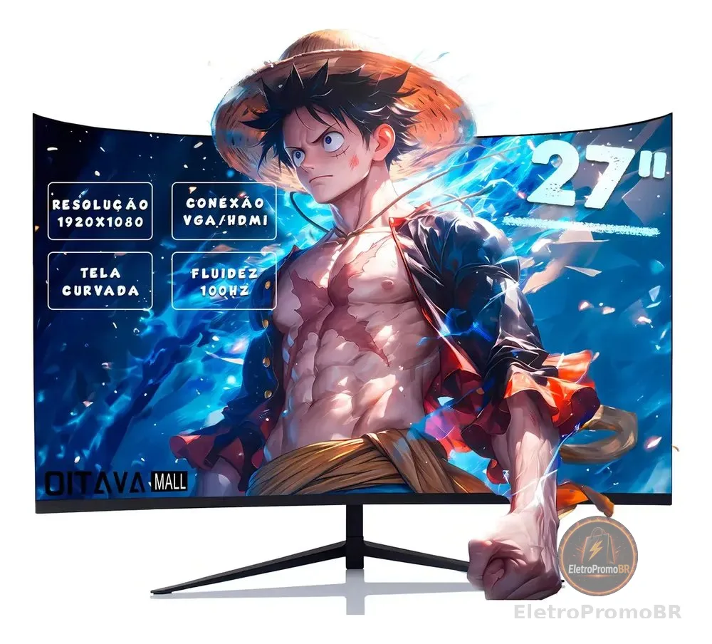Monitor Gamer Curvo Oi Vida 27" Full HD 100Hz 1ms HDMI VGA Preto