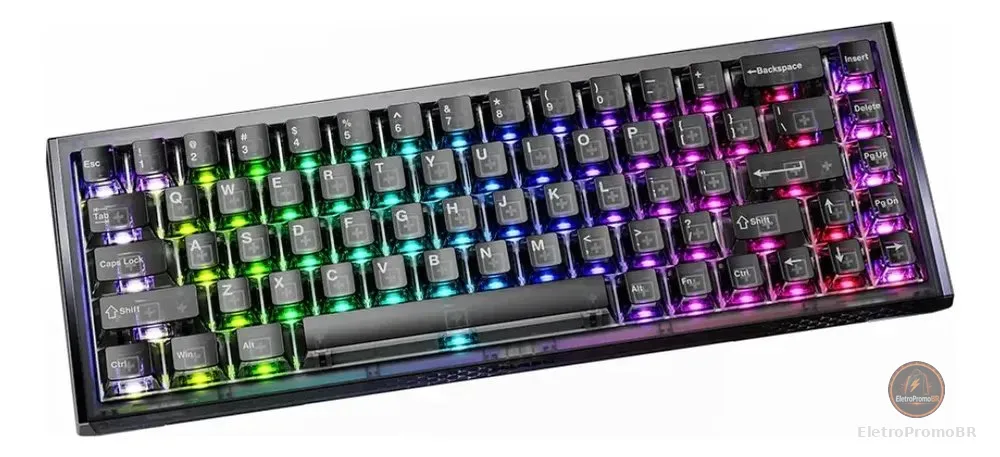 Teclado Gamer Magnético 8000hz Rapid Trigger 0,01mm Hot Swap Switch Ice Blade Cool68 Led Rgb Dareu Ice Black
