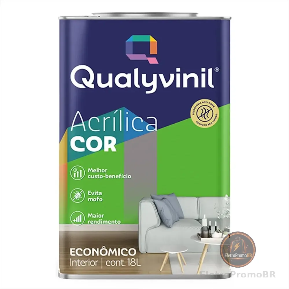 Tinta Qualyvinil Acrílico Mais Rendimento Econômica Parede Acabamento Fosco Cor Branco | Lata 18 Litros