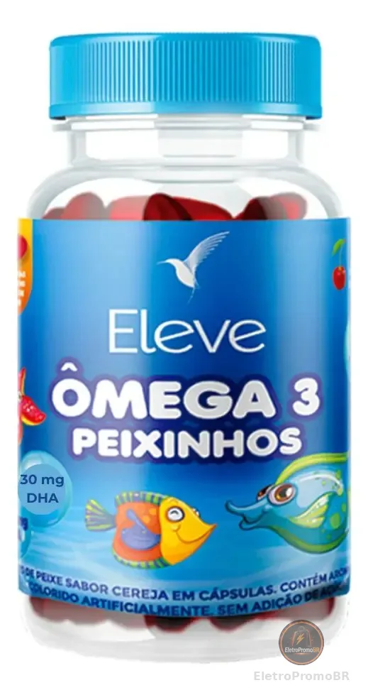 Ômega 3 Infantil Eleve Life Peixinhos Sabor Cereja Cápsulas Mastigáveis