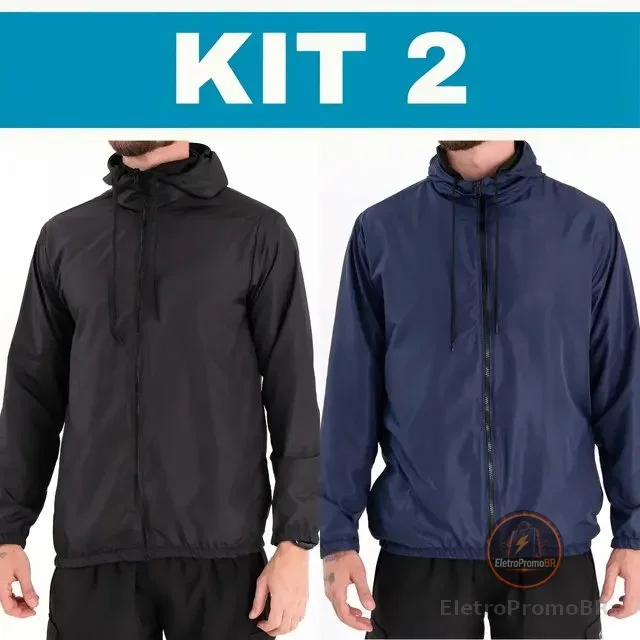Kit 2 Jaquetas Corta Vento Impermeável Liso Unissex