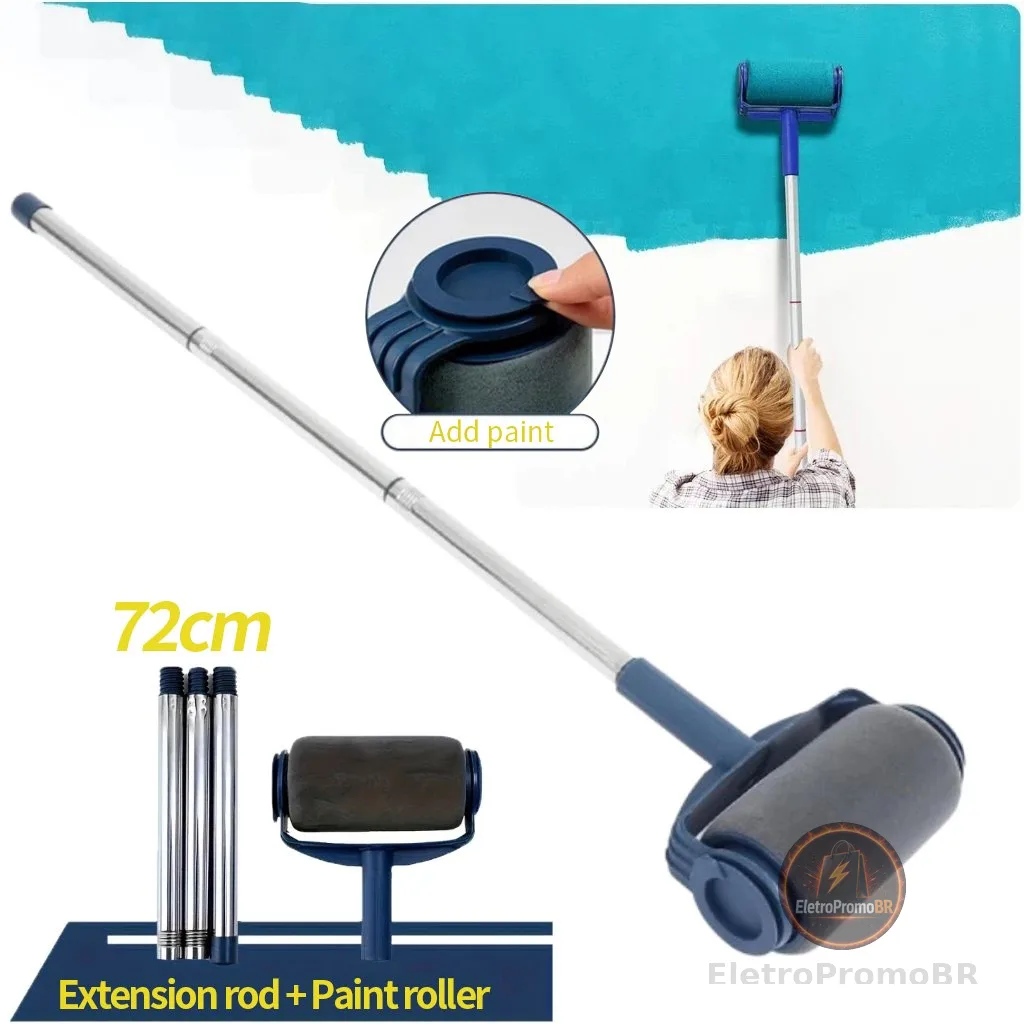 Kit de Pincel Rolo de Pintura Easy Glide de 6 Polegadas para Pintura de Paredes + 72 cm cabo