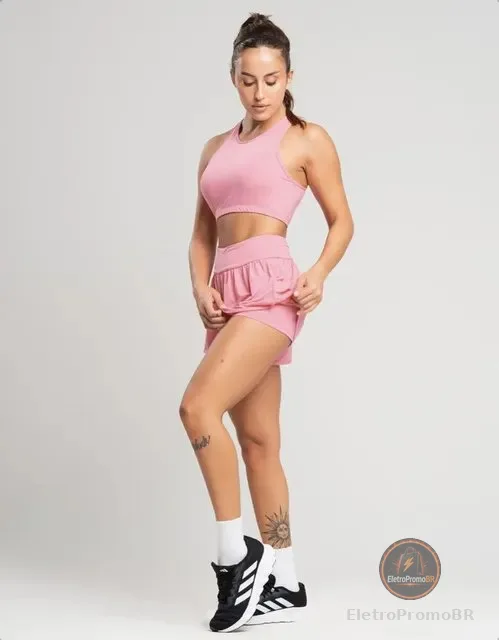 Conjunto Fitness Top Short Roupa Academia Feminino Treino