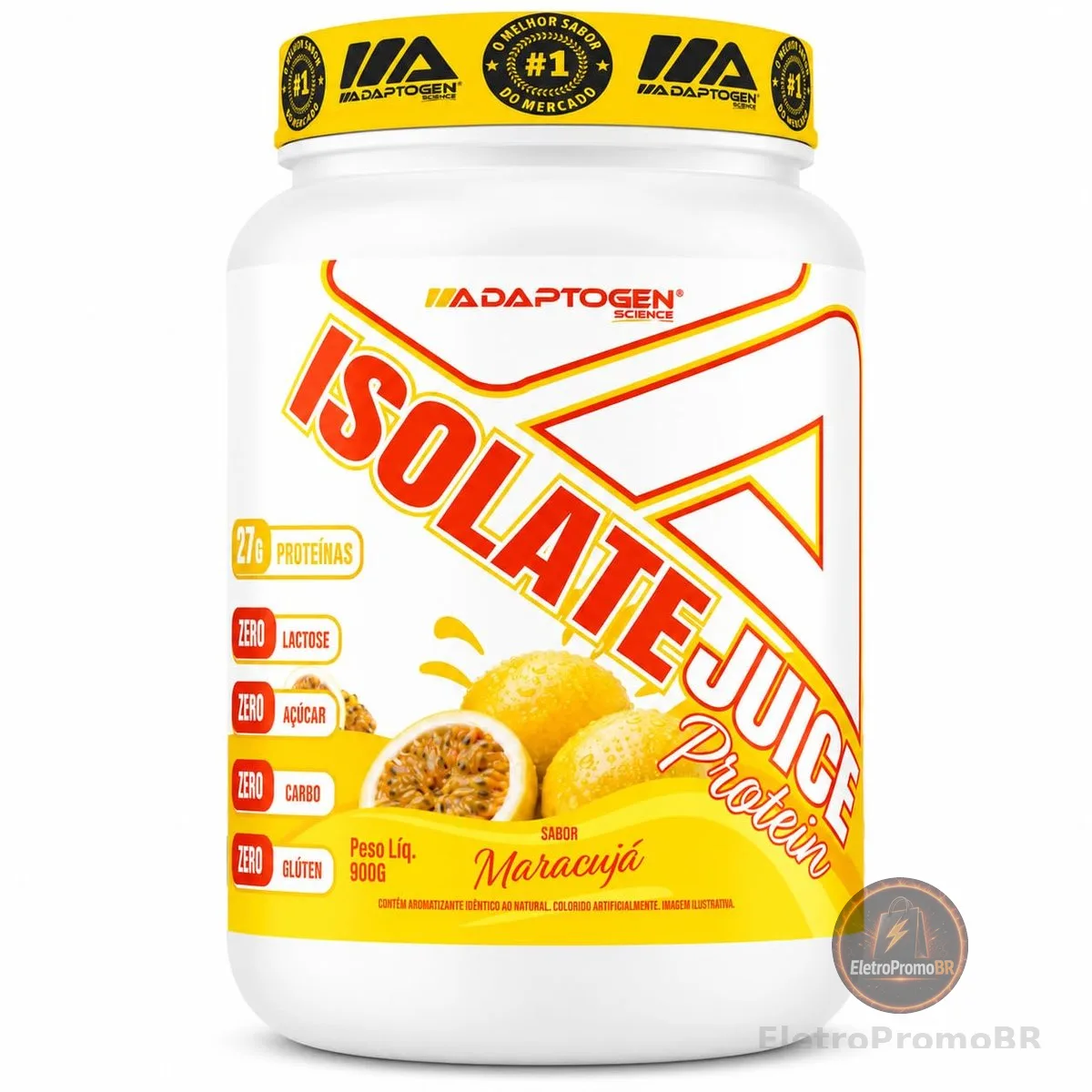 Tasty Isolate Juice Maracuja 900g - Proteína Isolada, Zero Açúcar, Sem Lactose - Adaptogen Science