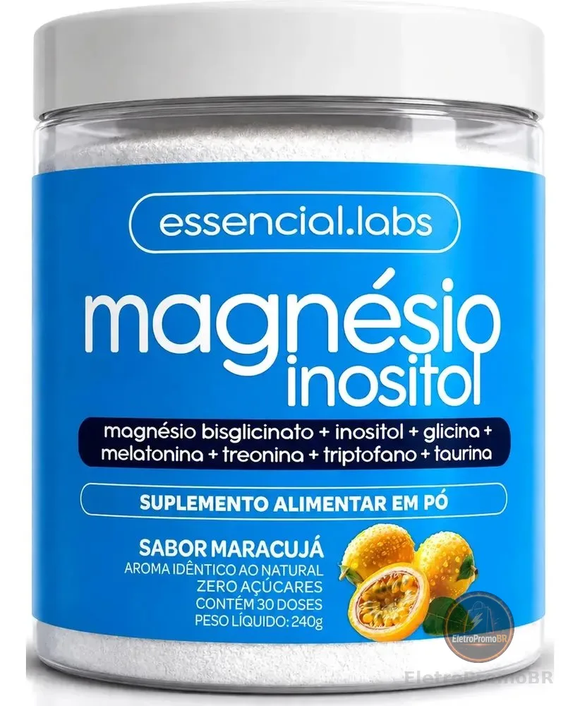 MAGNÉSIO INOSITOL - Fórmula Exclusiva com Magnésio Bisglicinato, Inositol, Glicina, Melatonina, Treonato, Triptofano e Taurina - 240g