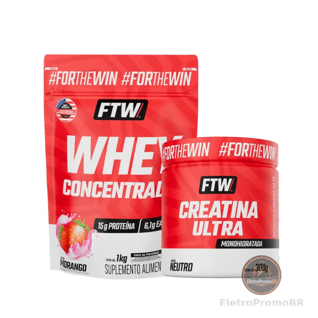 Kit Whey Concentrado 1kg +  Creatina Ultra Pote 300g - FTW