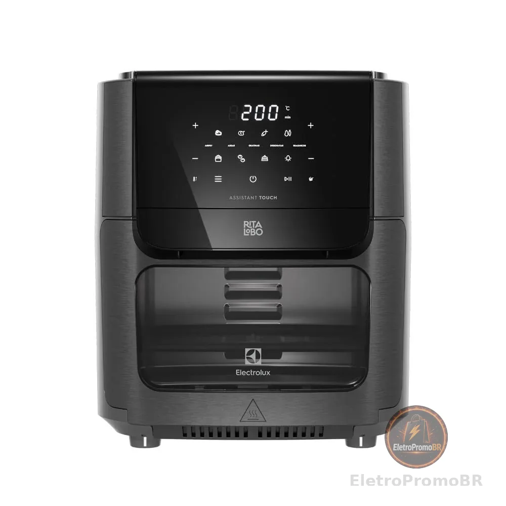 Electrolux Air Fryer Forno 5 em 1 12L 1700W Digital 1 Bandeja Antiaderente 5 modos preparo 7 Receitas Programadas Aviso Sonoro Fritadeira Elétrica sem Óleo Forno Bancada EAF85 Grafite 127V