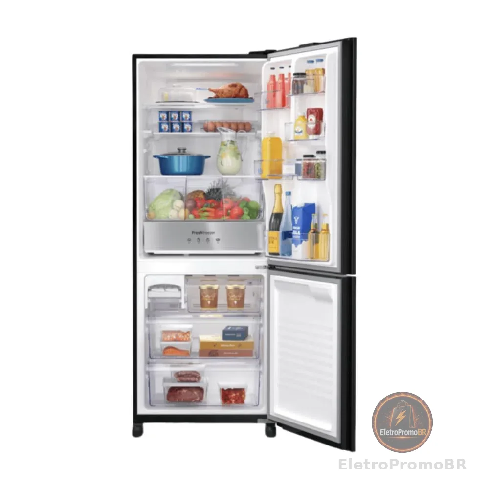 Geladeira Intuitive+ Panasonic BB65 Frost Free Inverter 467L Black Glass - NR-BB65GV7BA 127V