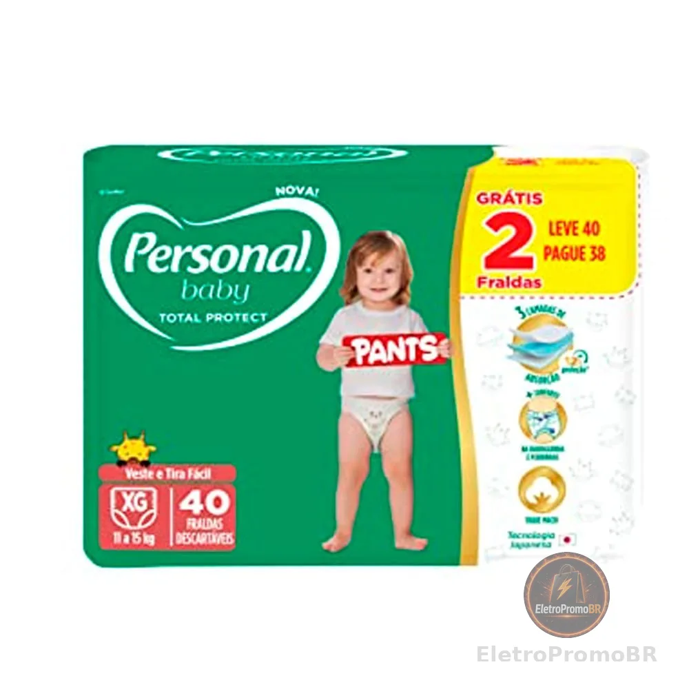 Fralda Personal Baby Total Protect Pants XG Leve 40 Pague 38