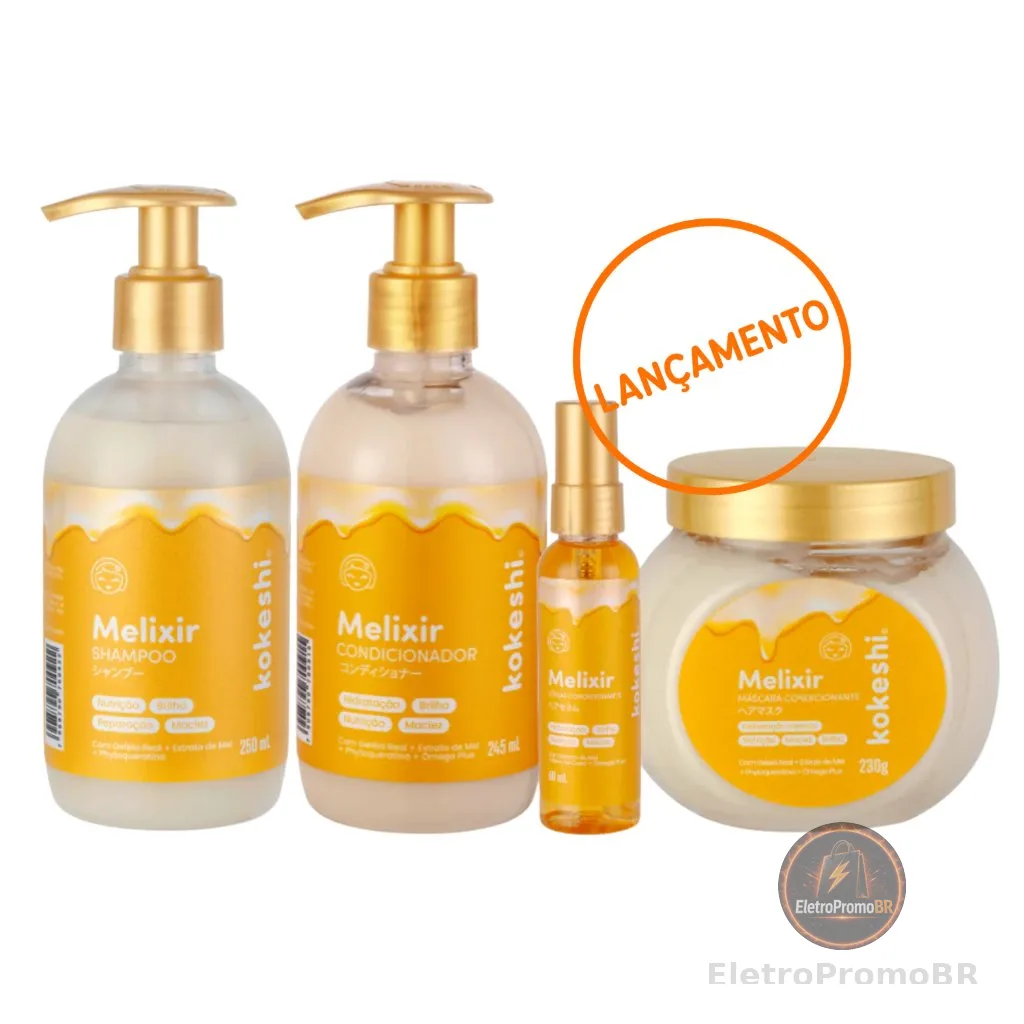 Kit Shampoo + Condicionador + Máscara + Sérum Melixir Kokeshi