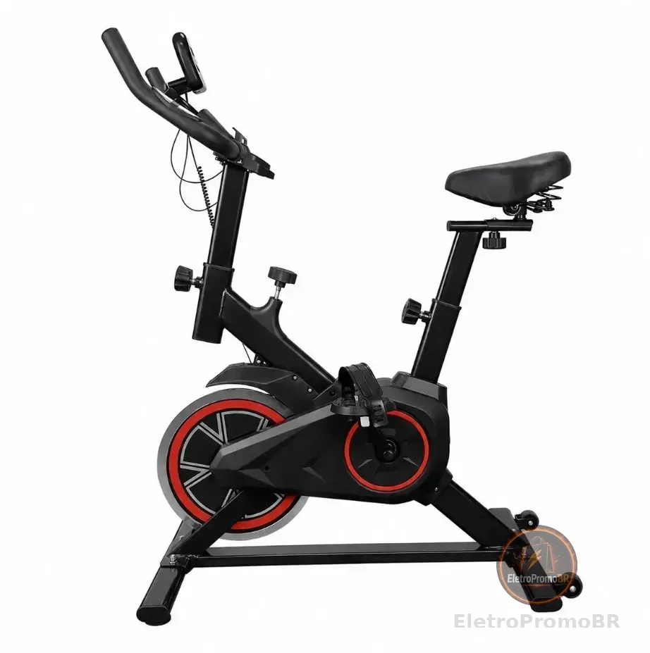Bicicleta Ergométrica Bike Spinning Para Exercícios Com Volante e Display LCD