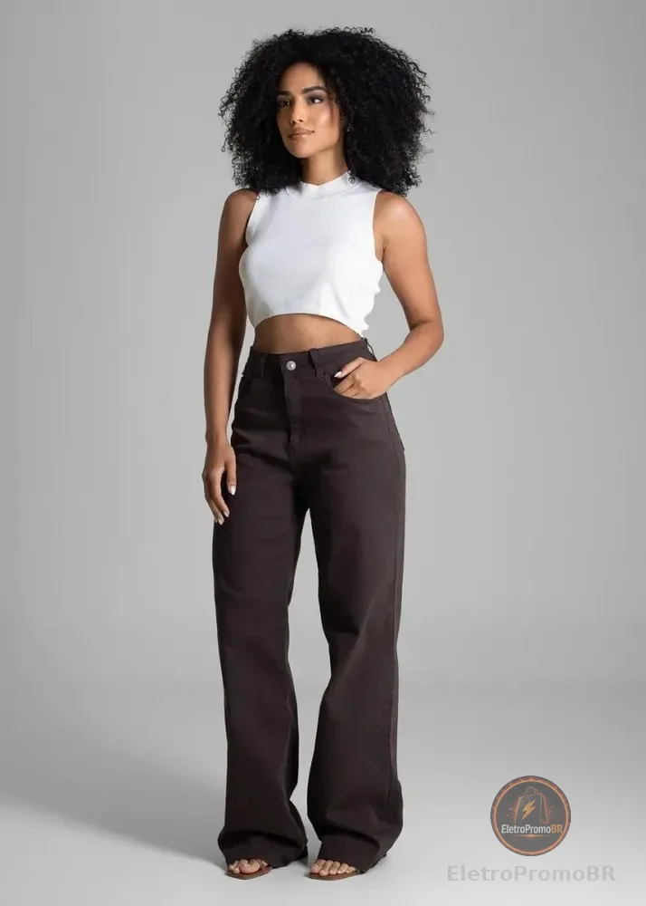 Sarja Sawary Feminina Calca Wide Leg_283450 Marrom Liso 38