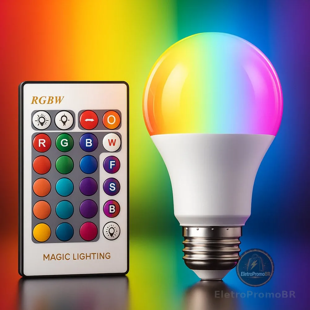 Lâmpada Bulbo Led Rgb 9w/12w/15w Luz Colorida 16 Cores Bivolt com controle remoto