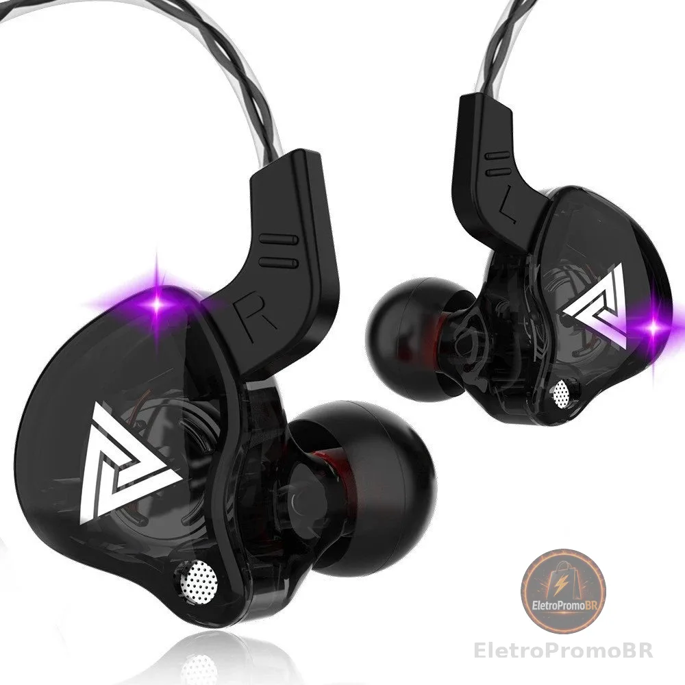 Fone de ouvido com fio com microfone cobre driver fone de ouvido esportivo baixo estéreo QKZ